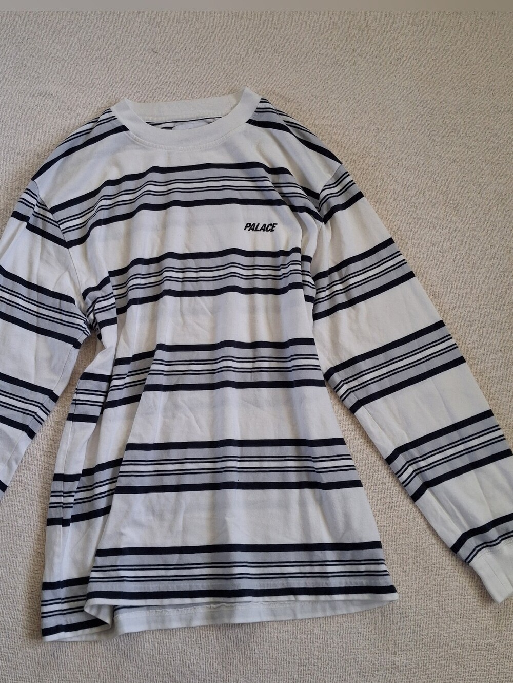 palace ♡ stoner stripe longsleeve white top large skate 90s streetwear grunge